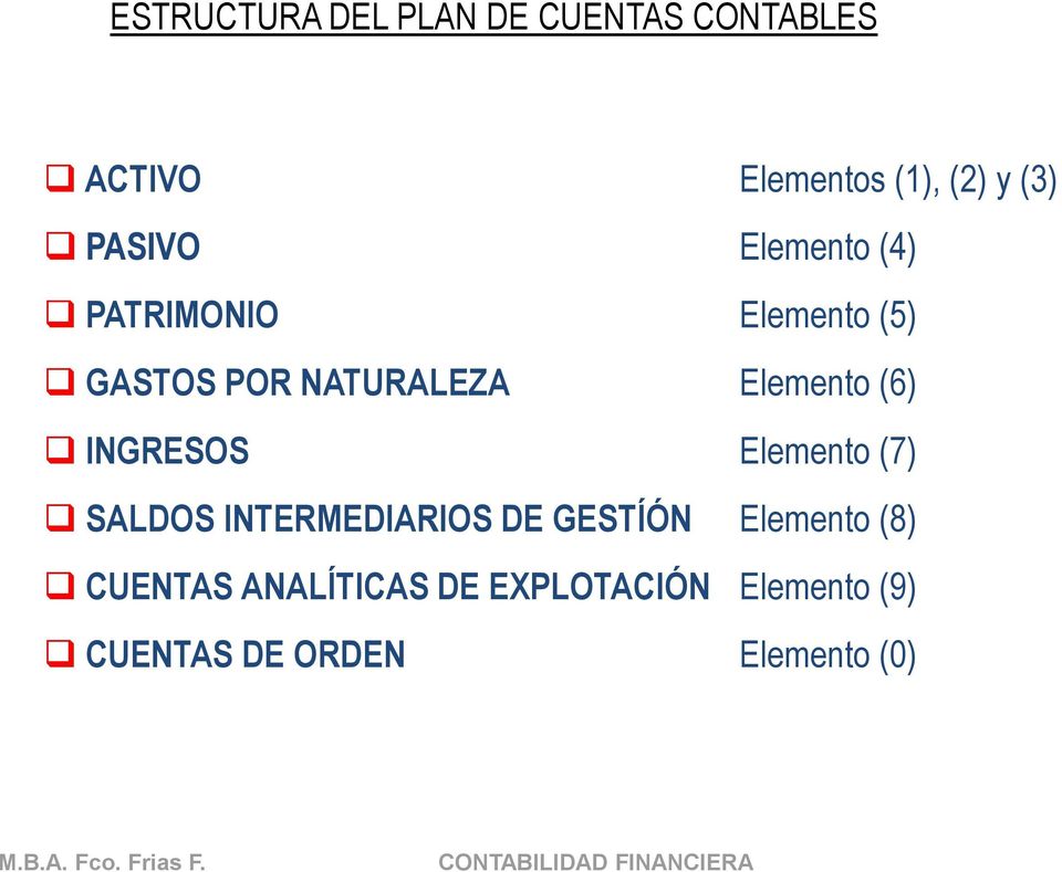 Elemento (6) INGRESOS Elemento (7) SALDOS INTERMEDIARIOS DE GESTÍÓN