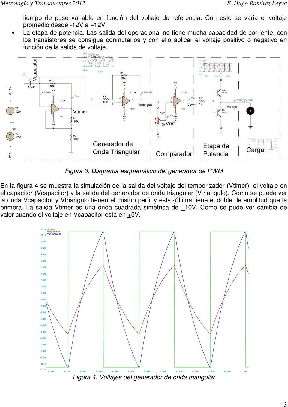 Diagrama esquemático del generador de PWM En la figura 4 se muestra la simulación de la del voltaje del temporizador (Vtimer), el voltaje en el capacitor (Vcapacitor) y la del generador de onda