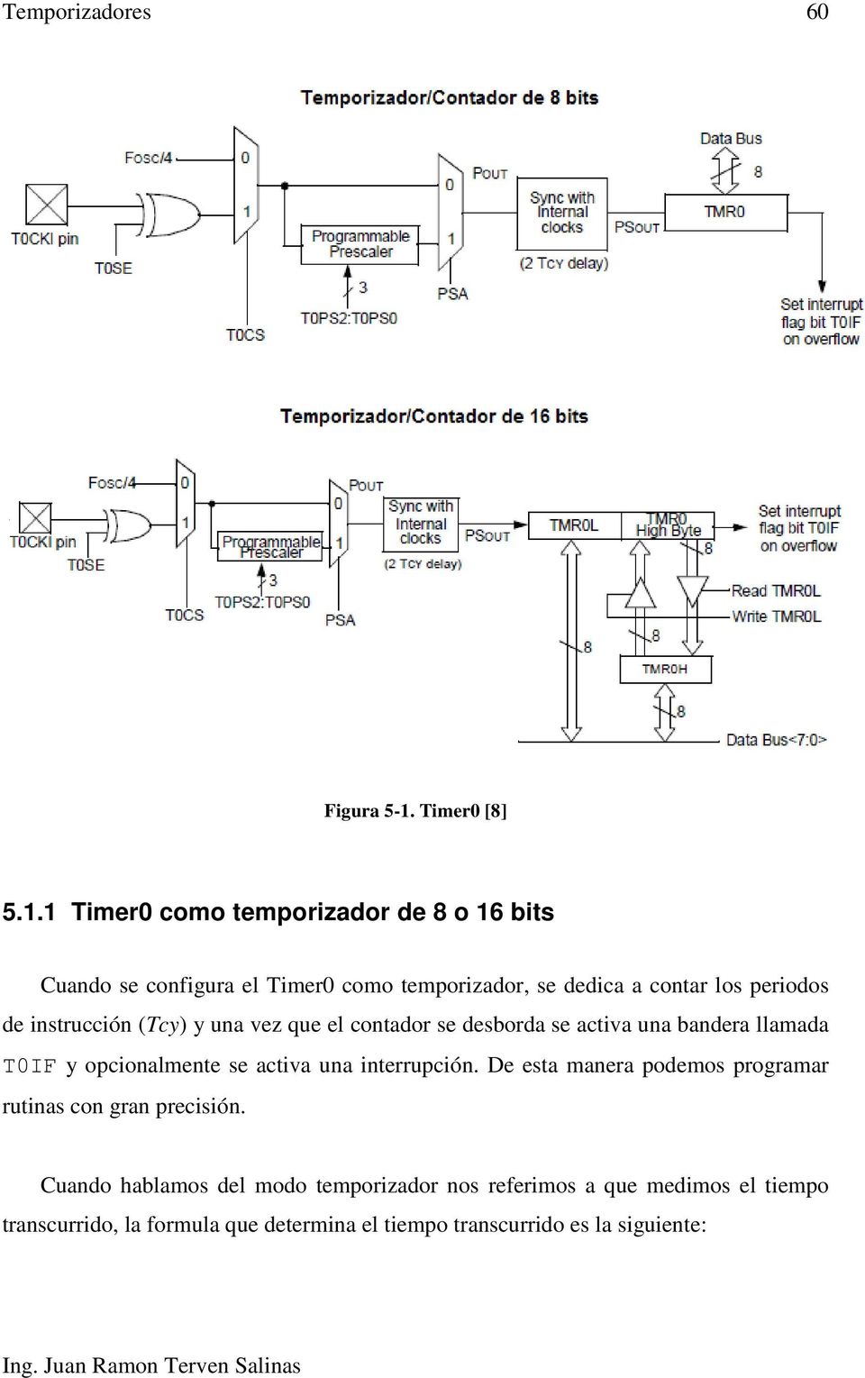 1 Timer0 como temporizador de 8 o 16 bits Cuando se configura el Timer0 como temporizador, se dedica a contar los periodos de