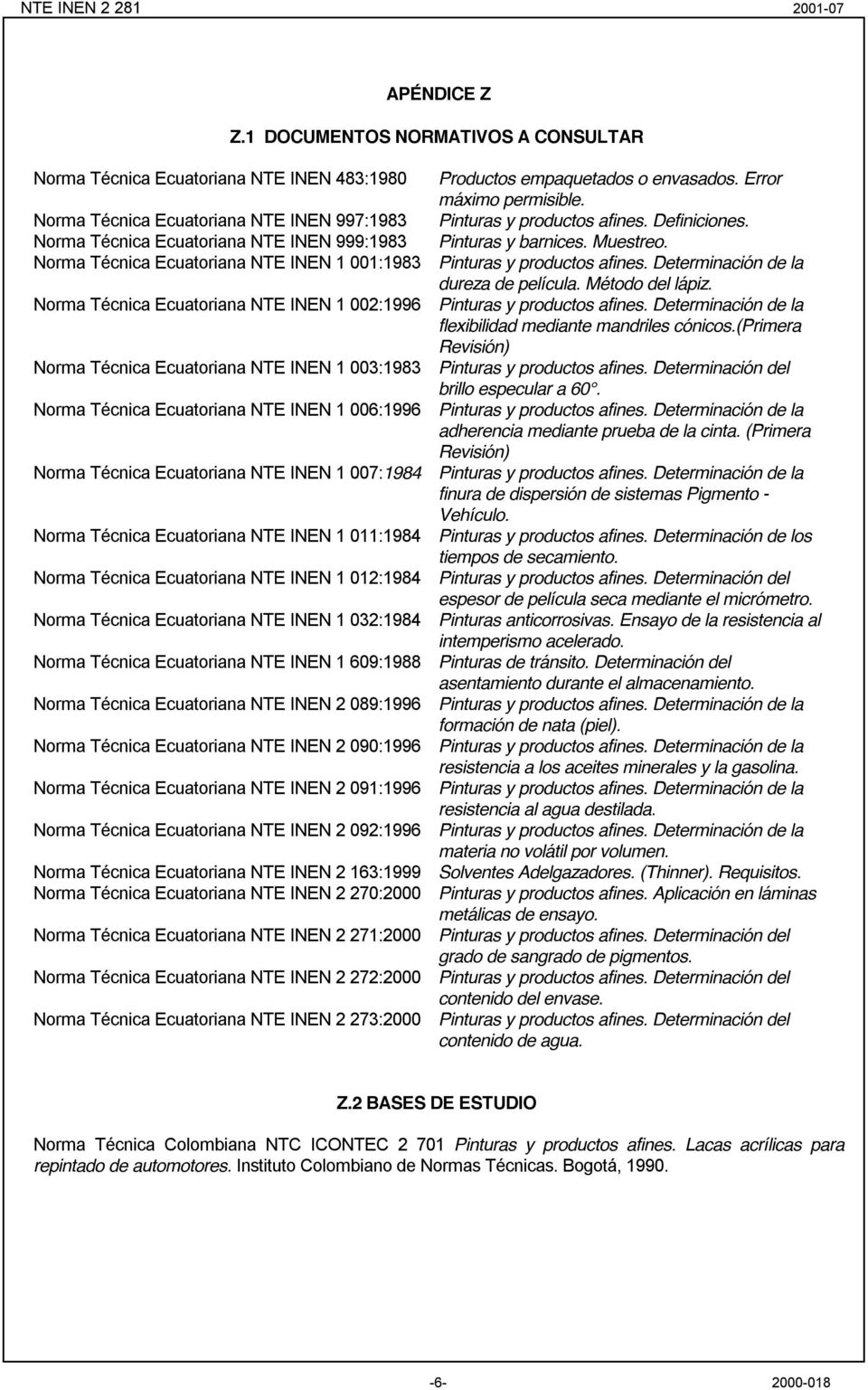 Norma Técnica Ecuatoriana NTE INEN 1 001:1983 Pinturas y productos afines. Determinación de la dureza de película. Método del lápiz.