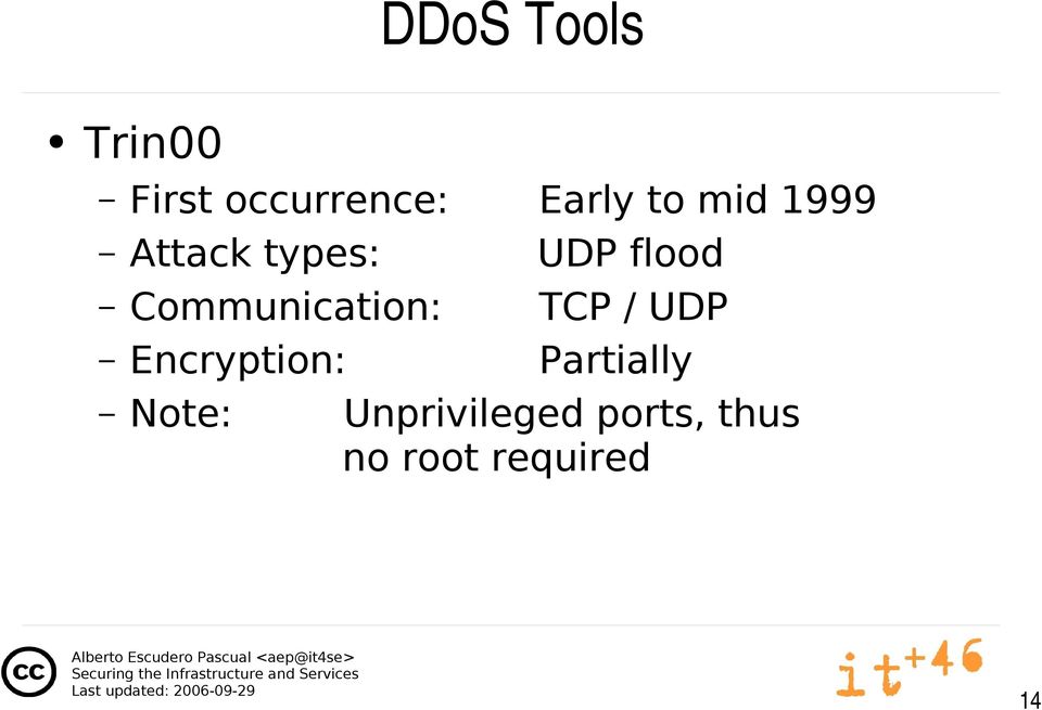 Communication: TCP / UDP Encryption: