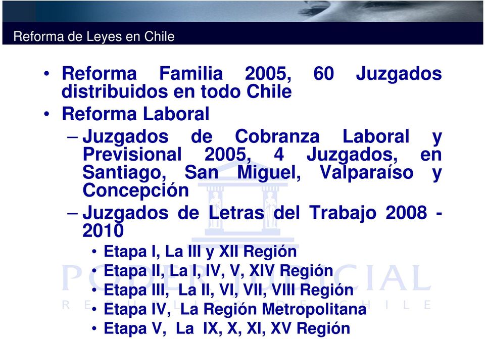 Concepción Juzgados de Letras del Trabajo 2008-2010 Etapa I, La III y XII Región Etapa II, La I, IV, V,