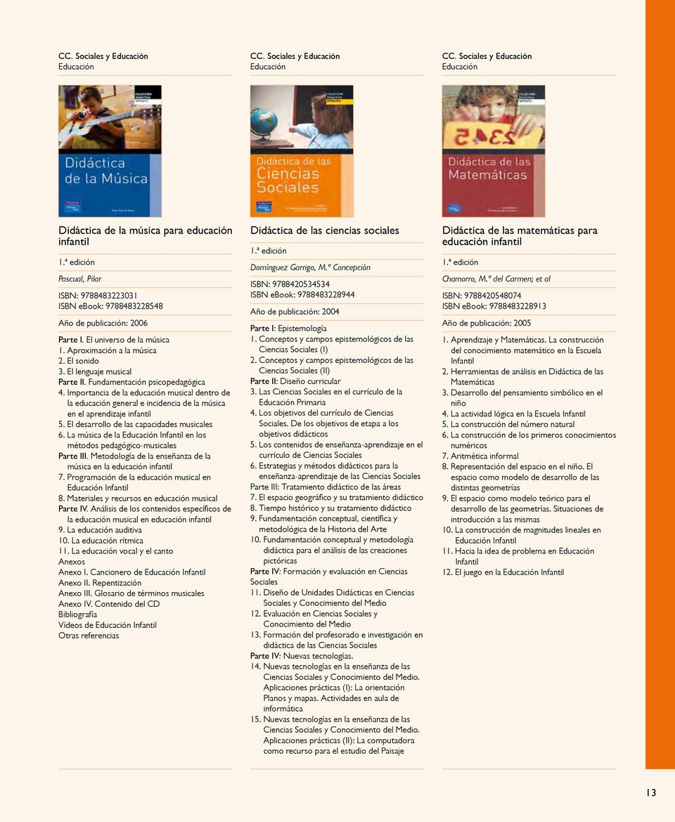 Sociales y Educación Educación Didáctica de la música para educación infantil Pascual, Pilar ISBN: 9788483223031 ISBN ebook: 9788483228548 Año de publicación: 2006 Parte I. El universo de la música 1.