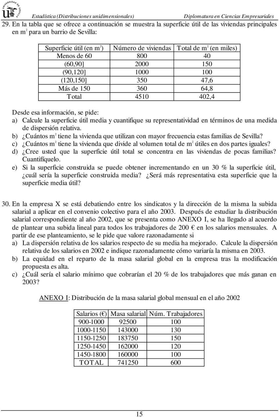 cuantifique su representatividad en términos de una medida de dispersión relativa. b) Cuántos m 2 tiene la vivienda que utilizan con mayor frecuencia estas familias de Sevilla?