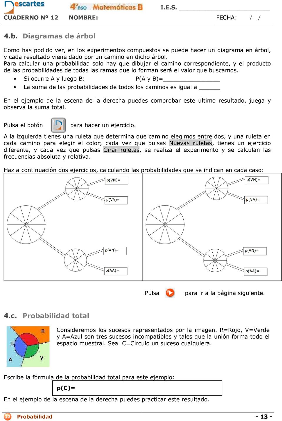 CUADERNO Nº 12 NOMBRE: / / Probabilidad - PDF