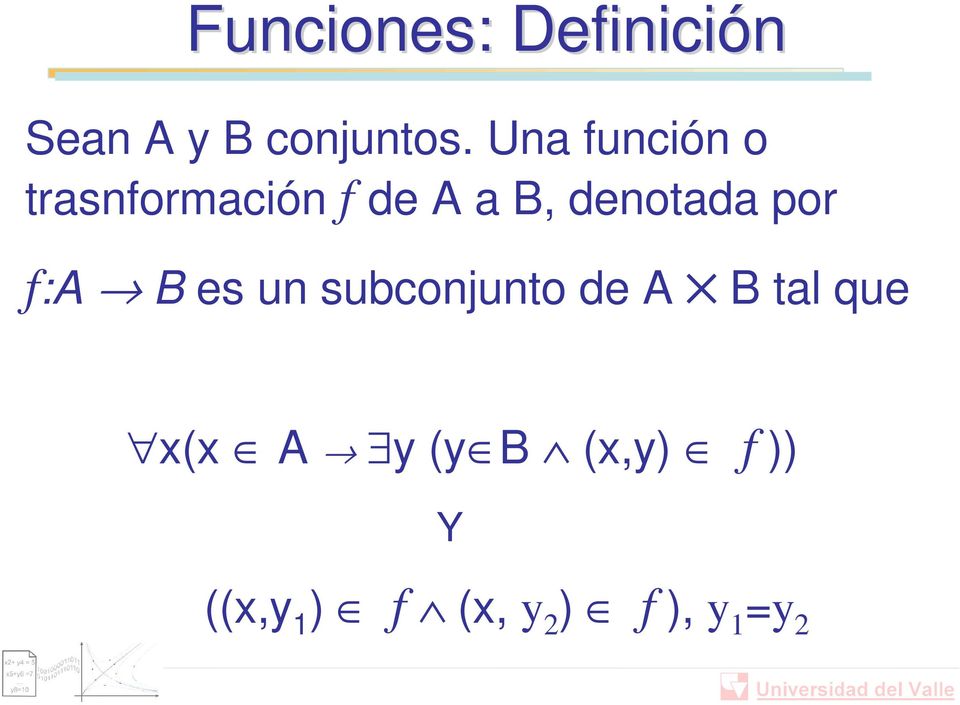 denotada por f:a B es un subconjunto de A B tal