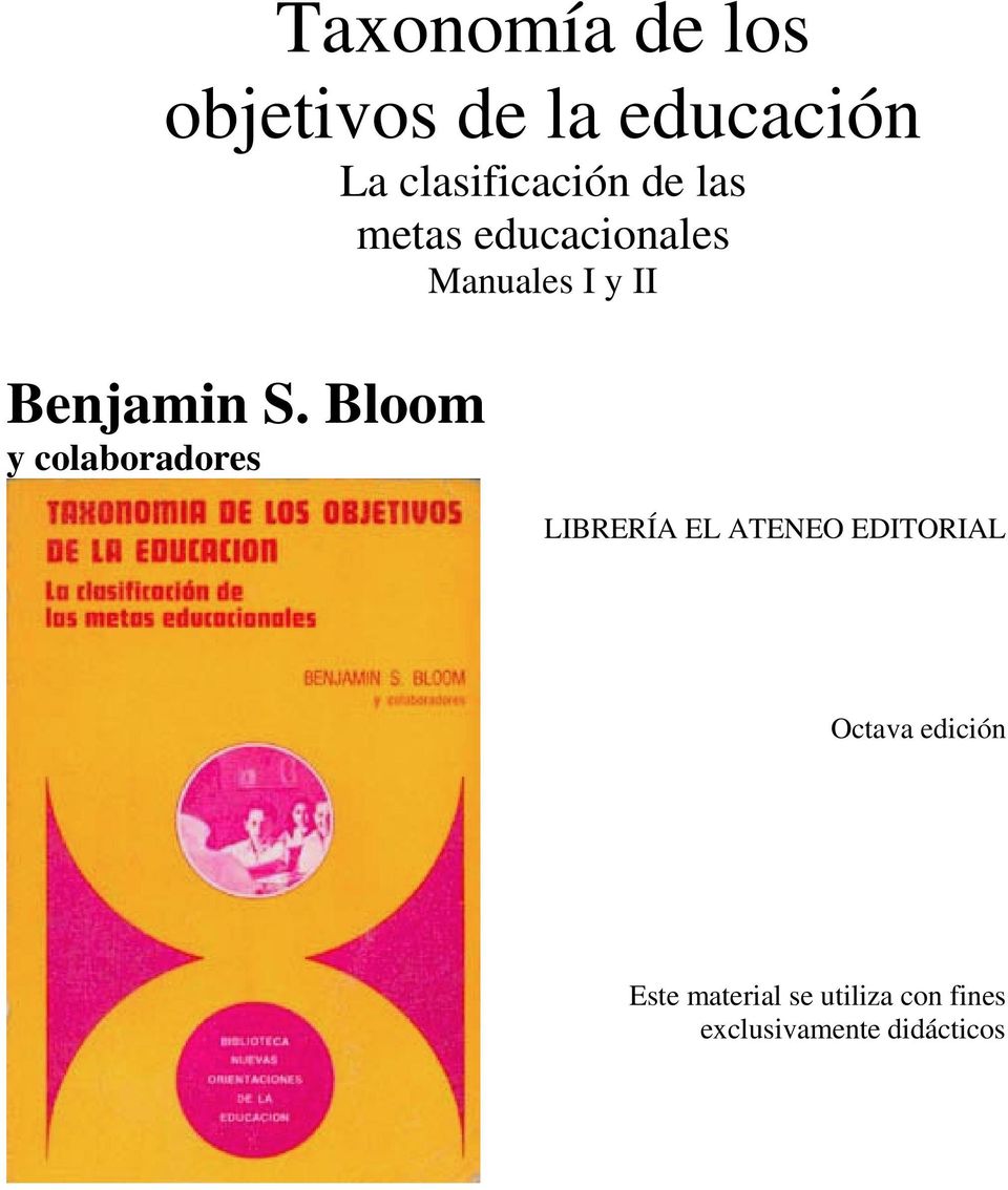 Bloom y colaboradores LIBRERÍA EL ATENEO EDITORIAL Octava