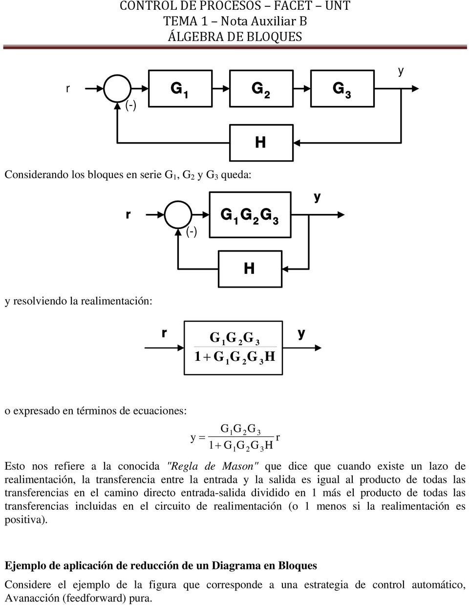 trnsferencis en el cmino directo entrd-slid dividido en 1 más el producto de tods ls trnsferencis incluids en el circuito de relimentción (o 1 menos si l relimentción
