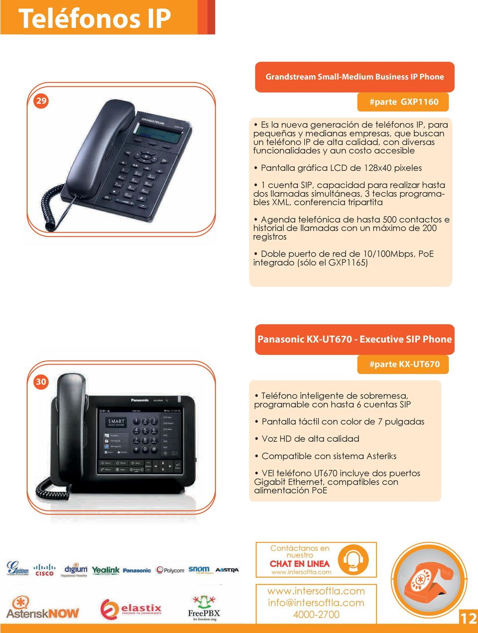 Agenda telefónica de hasta 500 contactos e historial de llamadas con un máximo de 200 registros Doble puerto de red de 10/100Mbps, PoE integrado (sólo el GXP1165) Panasonic KX-UT670 - Executive SIP