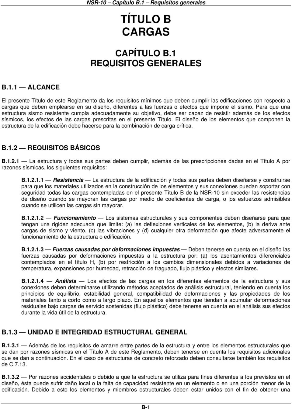 Requisitos generales TÍTULO B CARGAS CAPÍTULO B.1 