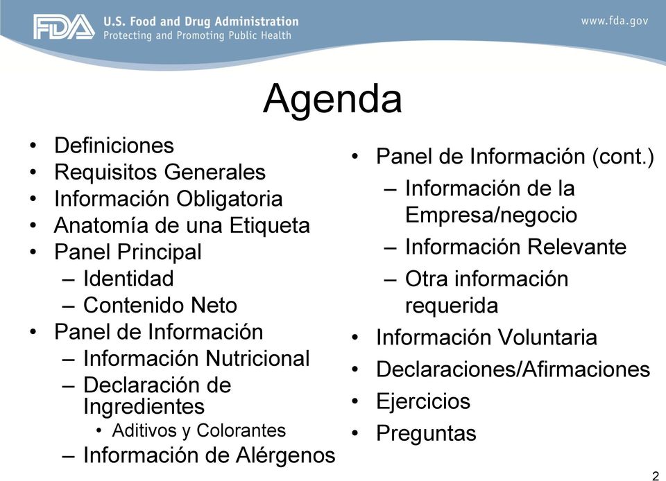 Colorantes Información de Alérgenos Panel de Información (cont.