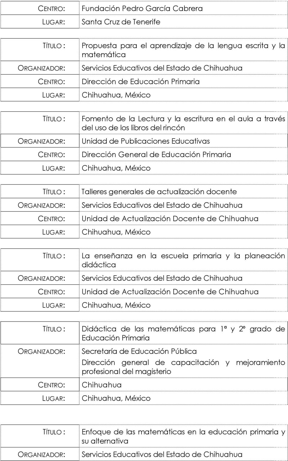 actualización docente Servicios Educativos del Estado de Chihuahua Unidad de Actualización Docente de Chihuahua La enseñanza en la escuela primaria y la planeación didáctica Servicios Educativos del