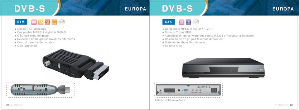 digital & DVB-S Actualización de software por puerto RS232 y Receptor a Receptor Selección