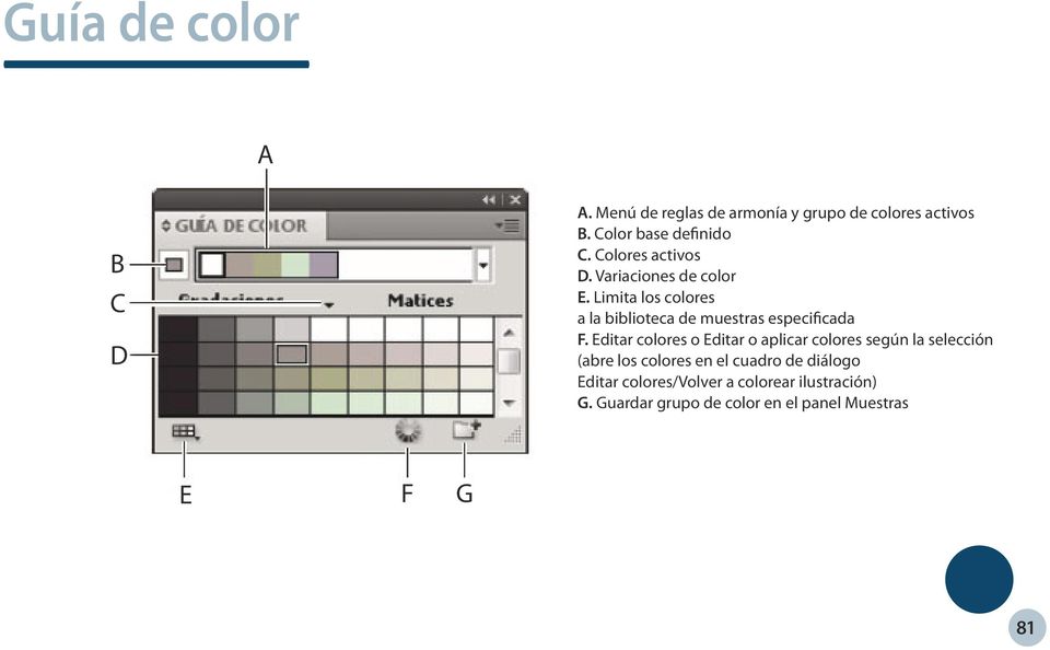 Limita los colores a la biblioteca de muestras especificada F.