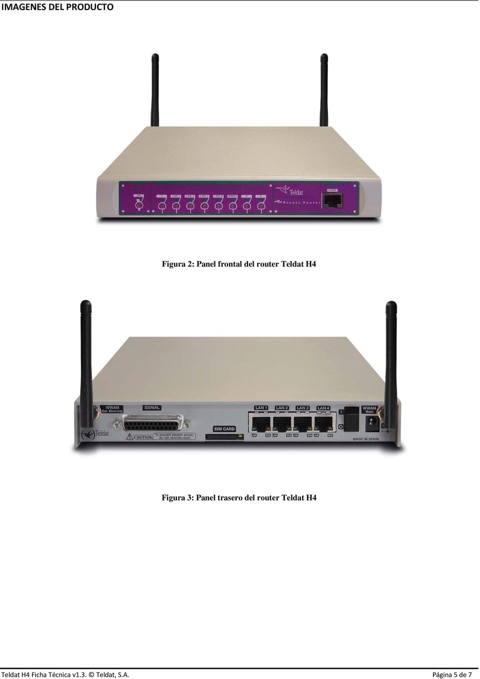Panel trasero del router Teldat H4 Teldat