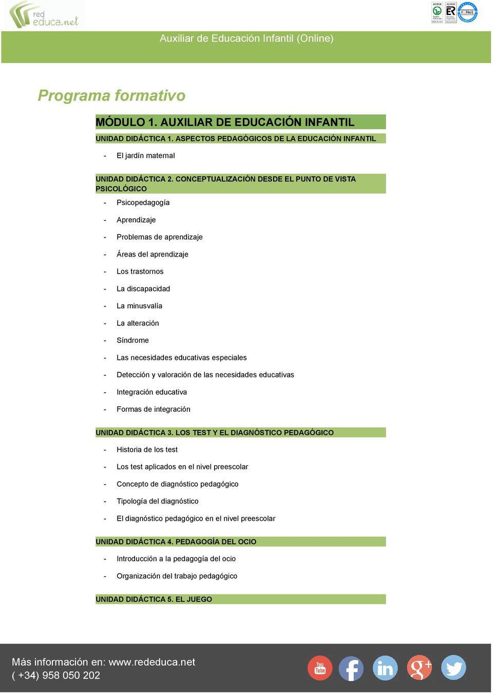 alteración - Síndrome - Las necesidades educativas especiales - Detección y valoración de las necesidades educativas - Integración educativa - Formas de integración UNIDAD DIDÁCTICA 3.