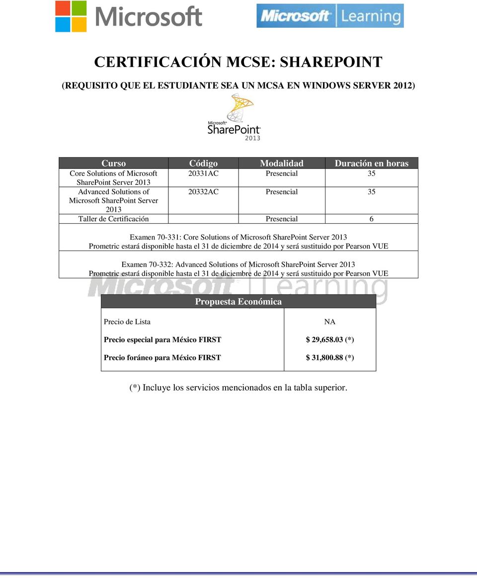 SharePoint Server 2013 Taller de Certificación Presencial 6 Examen 70-331: Core Solutions of Microsoft