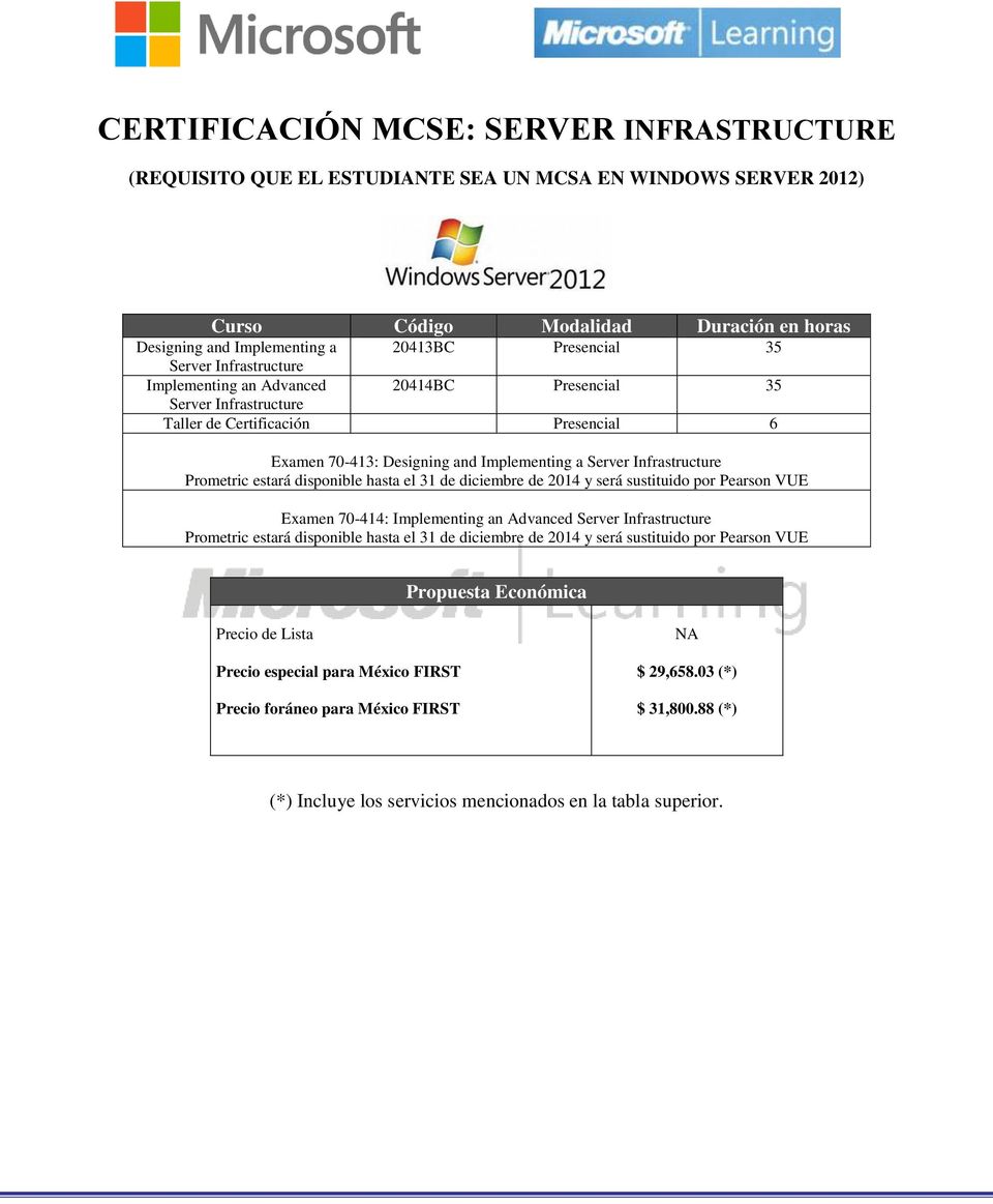 Presencial 35 Server Infrastructure Taller de Certificación Presencial 6 Examen 70-413: Designing and