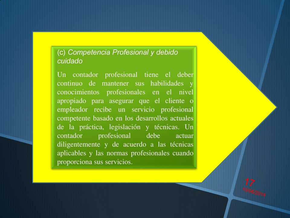 profesional competente basado en los desarrollos actuales de la práctica, legislación y técnicas.