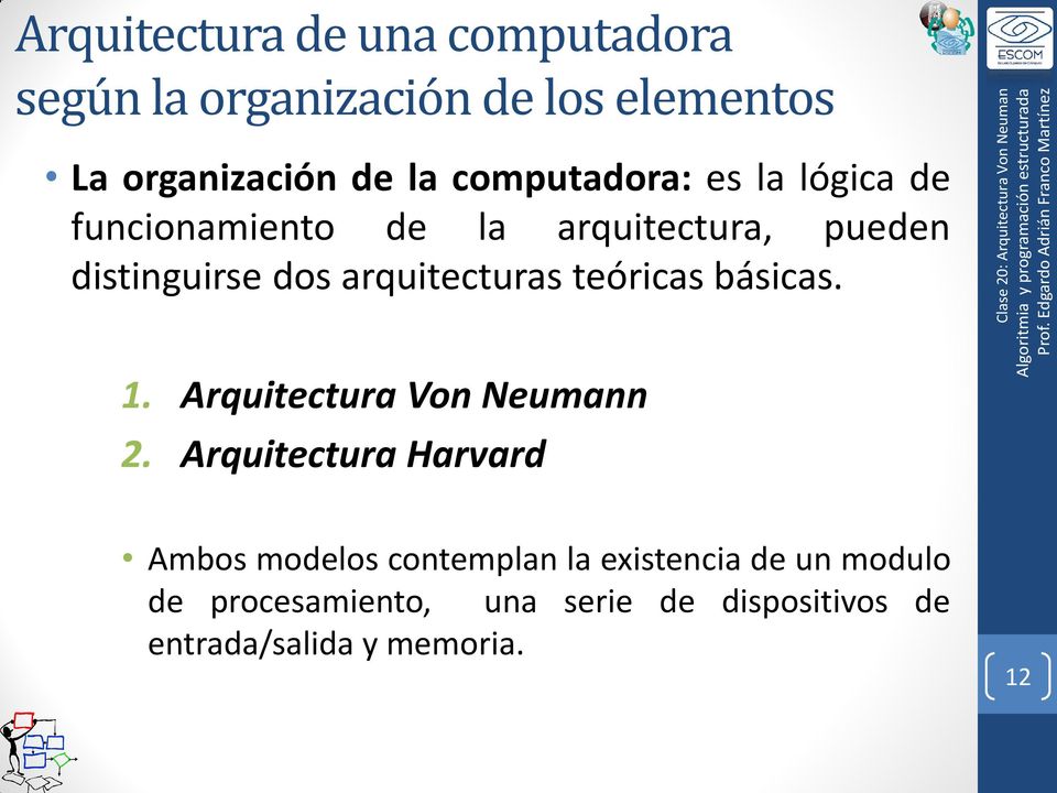 arquitecturas teóricas básicas. 1. Arquitectura Von Neumann 2.
