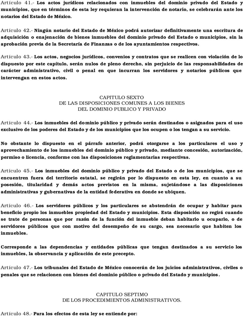 Estado de México. Artículo 42.