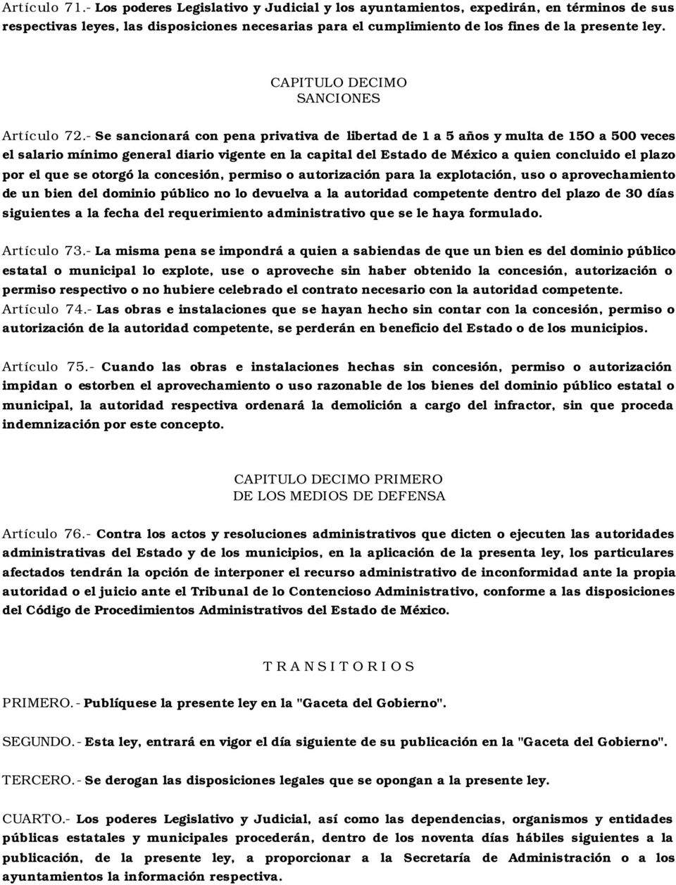 CAPITULO DECIMO SANCIONES Artículo 72.