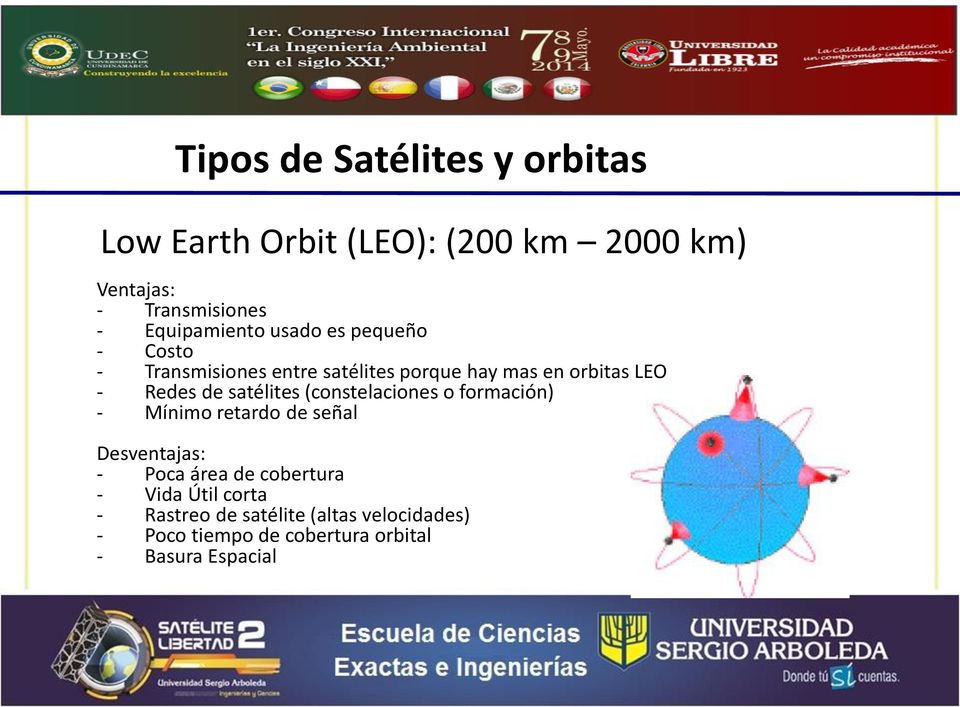 Redes de satélites (constelaciones o formación) - Mínimo retardo de señal Desventajas: - Poca área de
