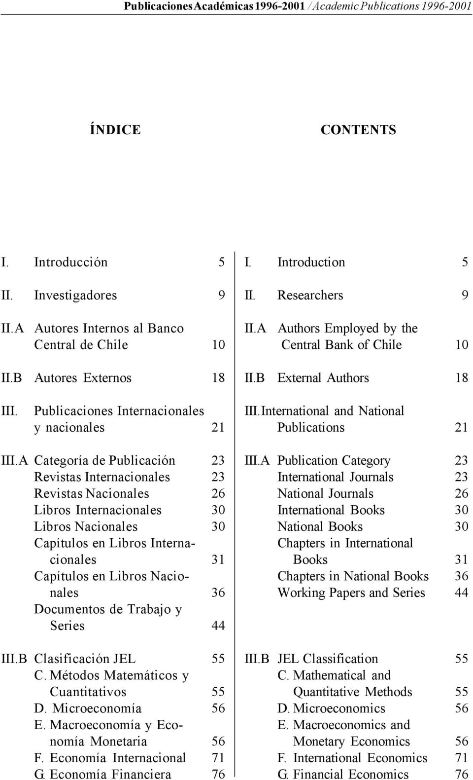 Publicaciones Internacionales y nacionales 21 III.International and National Publications 21 III.