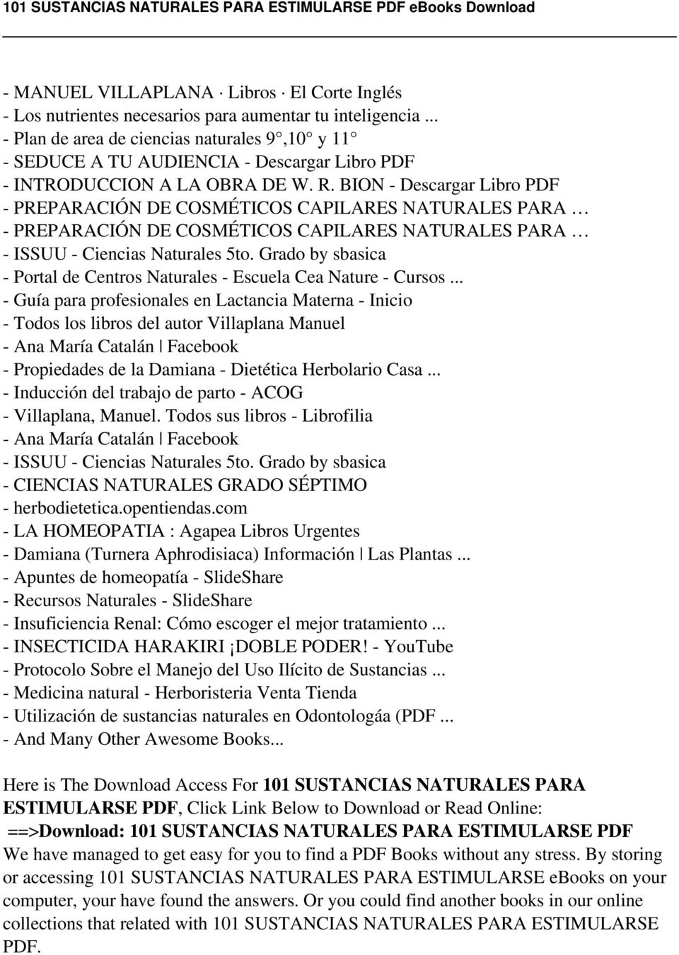 BION - Descargar Libro PDF - PREPARACIÓN DE COSMÉTICOS CAPILARES NATURALES PARA - PREPARACIÓN DE COSMÉTICOS CAPILARES NATURALES PARA - ISSUU - Ciencias Naturales 5to.