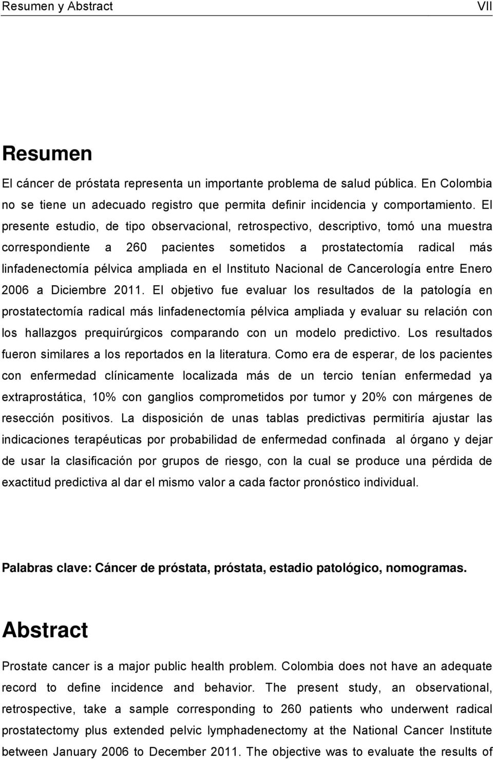 Instituto Nacional de Cancerología entre Enero 2006 a Diciembre 2011.