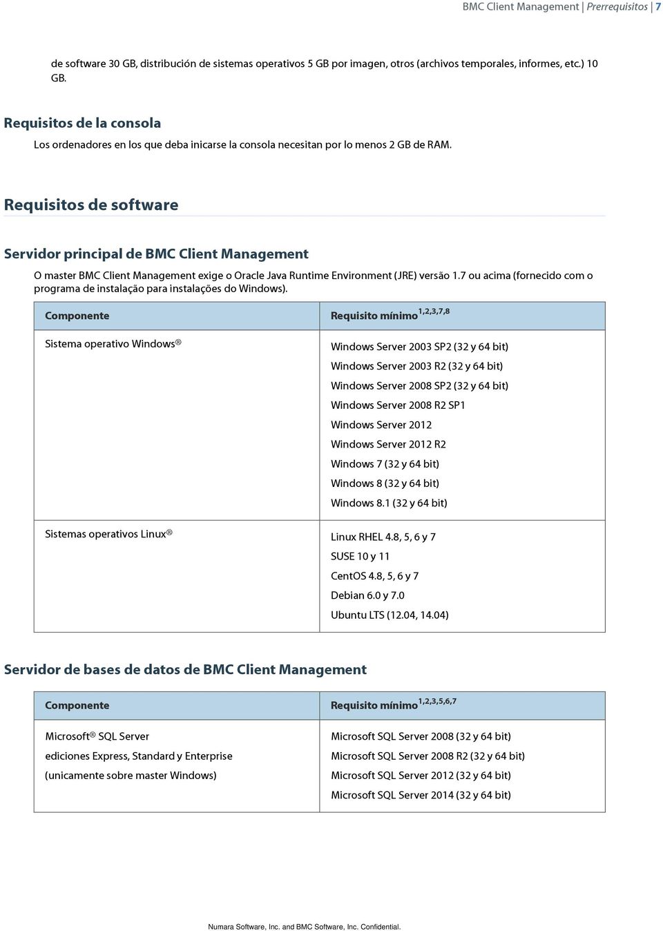 Requisitos de software Servidor principal de BMC Client Management O master BMC Client Management exige o Oracle Java Runtime Environment (JRE) versão 1.