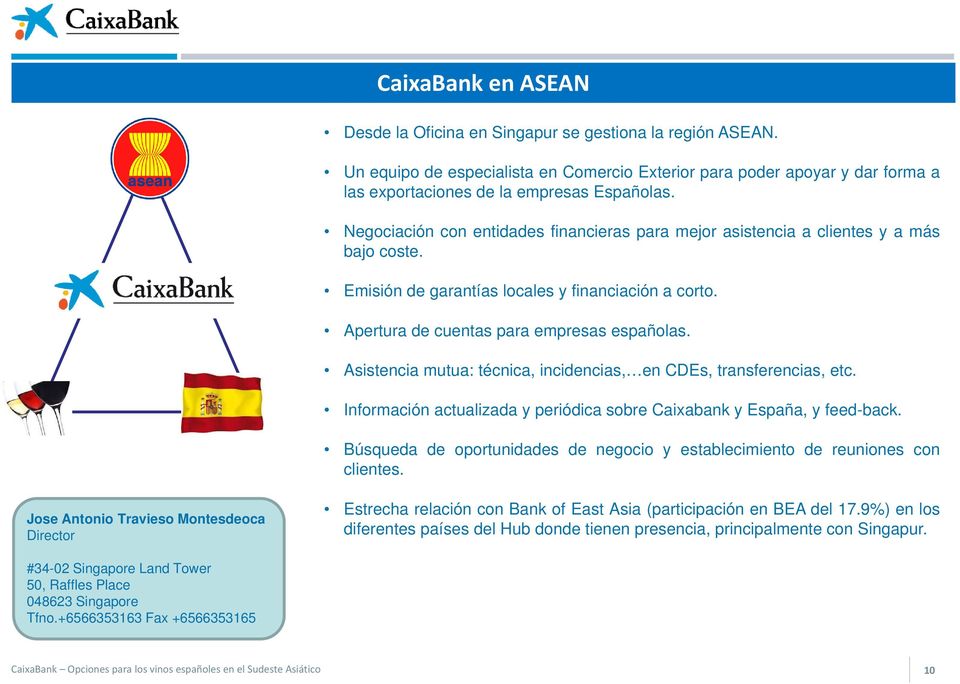 Asistencia mutua: técnica, incidencias, en CDEs, transferencias, etc. Información actualizada y periódica sobre Caixabank y España, y feed-back.
