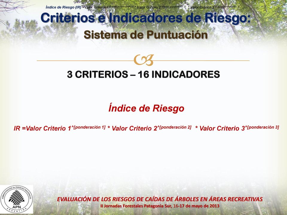 Indicadores de Riesgo: Sistema de Puntuación 3 CRITERIOS 16 INDICADORES Índice de Riesgo