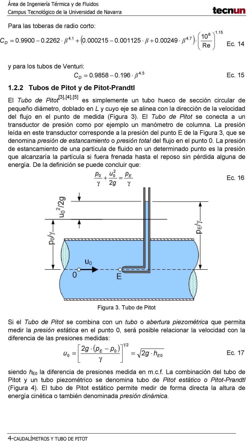 . Tubos de Pitot y de Pitot-Prandtl D El Tubo de Pitot [3],[4],[5] es simplemente un tubo hueco de sección circular de pequeño diámetro, doblado en L y cuyo eje se alinea con la dirección de la