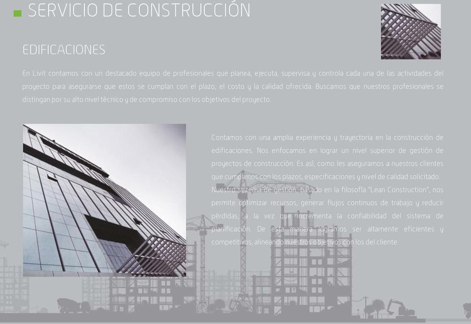 Contamos con una amplia experiencia y trayectoria en la construcción de edificaciones. Nos enfocamos en lograr un nivel superior de gestión de proyectos de construcción.