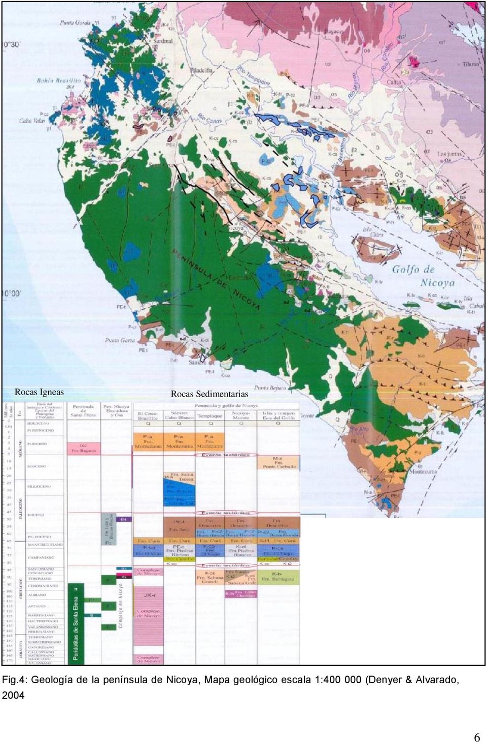 de Nicoya, Mapa geológico escala