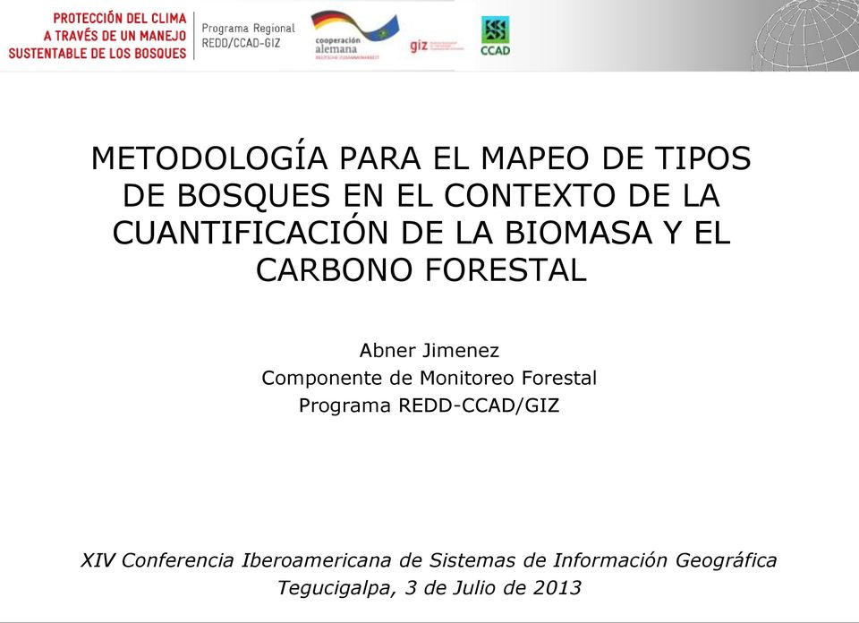 de Monitoreo Forestal Programa REDD-CCAD/GIZ XIV Conferencia Iberoamericana