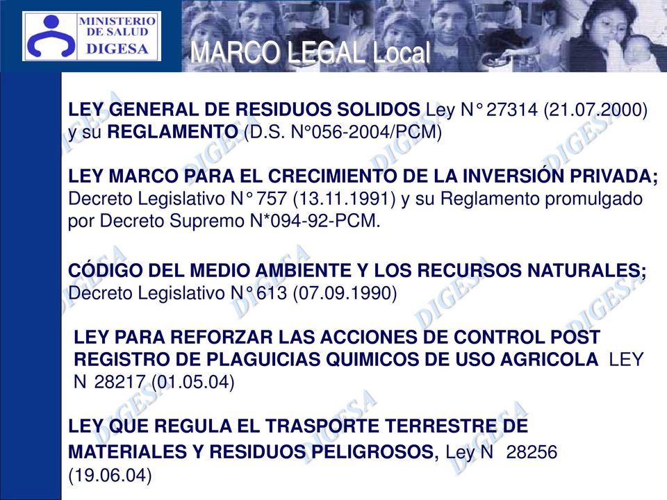 CÓDIGO DEL MEDIO AMBIENTE Y LOS RECURSOS NATURALES; Decreto Legislativo N 613 (07.09.