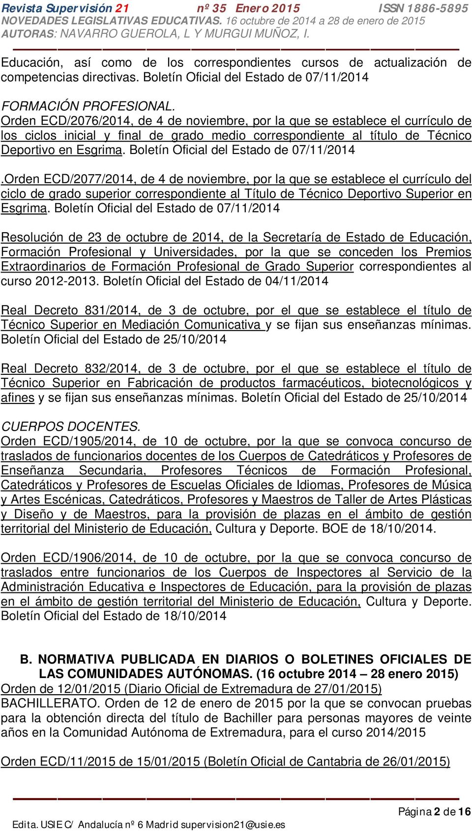 Boletín Oficial del Estado de 07/11/2014.