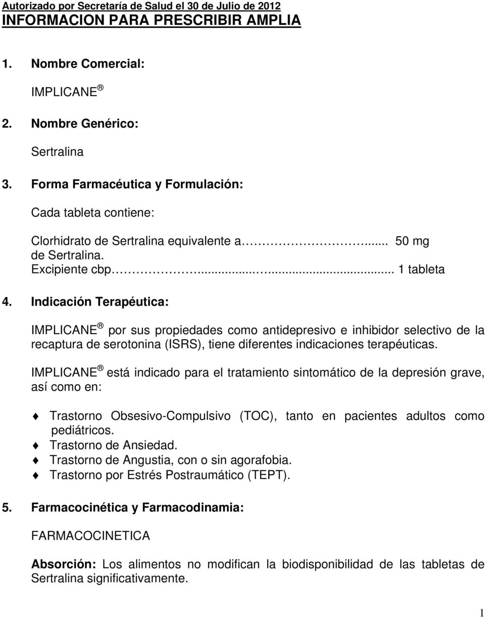 Clorhidrato de Sertralina equivalente a mg de Sertralina. Excipiente cbp...  1 tableta - PDF Free Download
