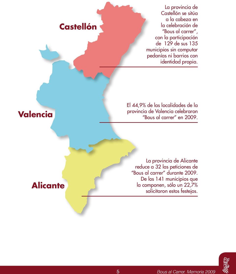 Valencia El 44,9% de las localidades de la provincia de Valencia celebraron Bous al carrer en 2009.