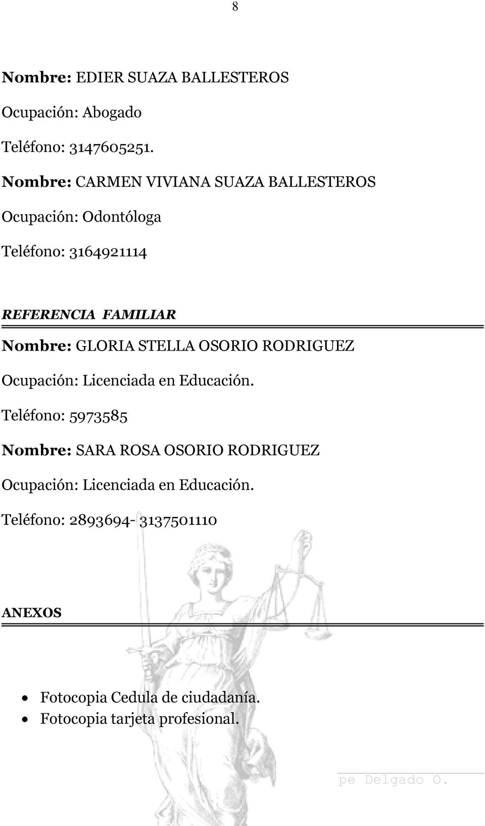 Nombre: GLORIA STELLA OSORIO RODRIGUEZ Ocupación: Licenciada en Educación.