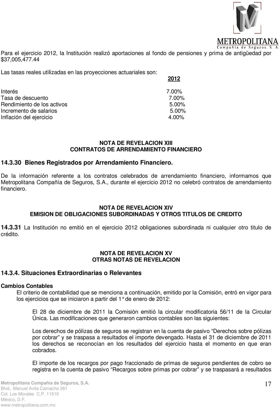 00% NOTA DE REVELACION XIII CONTRATOS DE ARRENDAMIENTO FINANCIERO 14.3.30 Bienes Registrados por Arrendamiento Financiero.