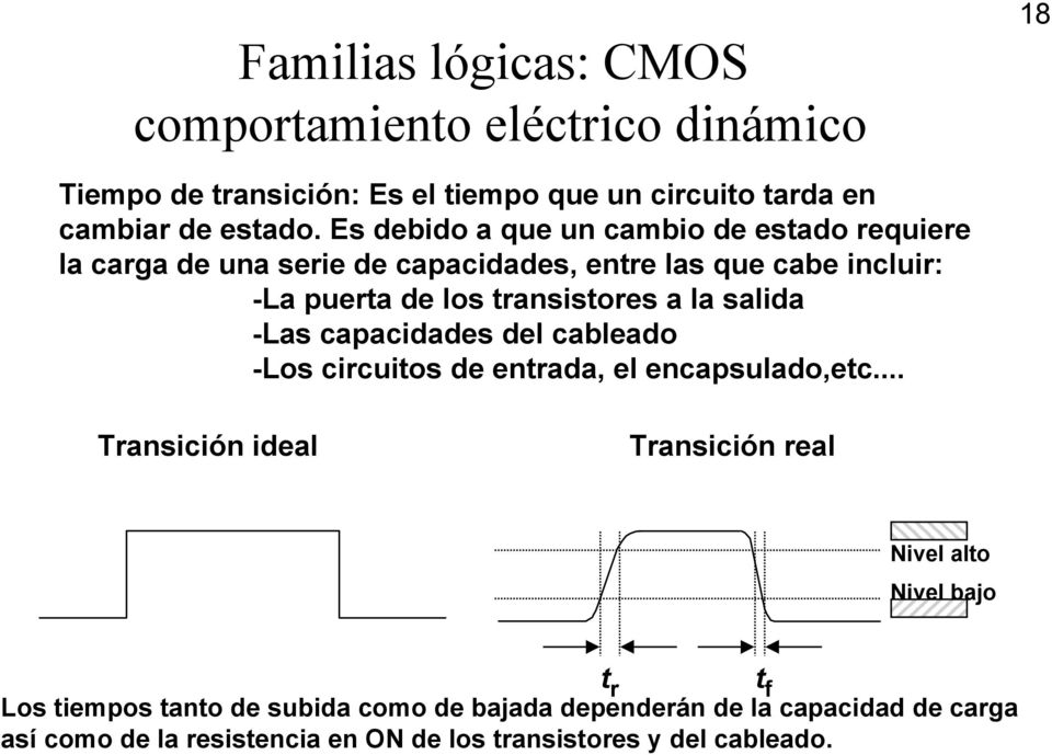 transistores a la salida -Las capacidades del cableado -Los circuitos de entrada, el encapsulado,etc.