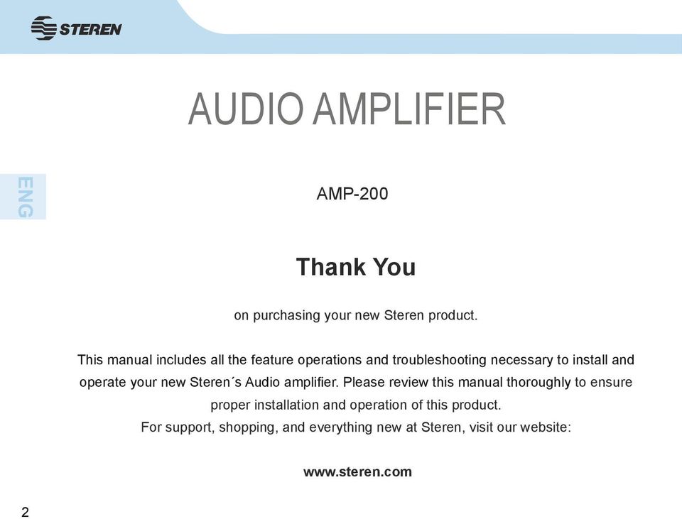 operate your new Steren s Audio amplifier.