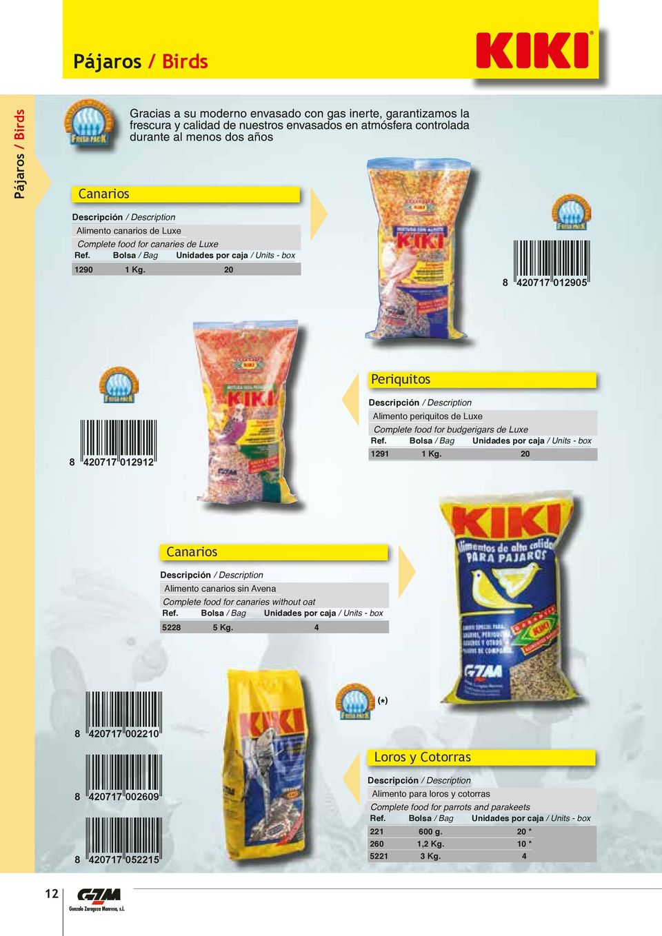 20 Canarios Alimento canarios sin Avena Complete food for canaries without oat 5228 5 Kg.