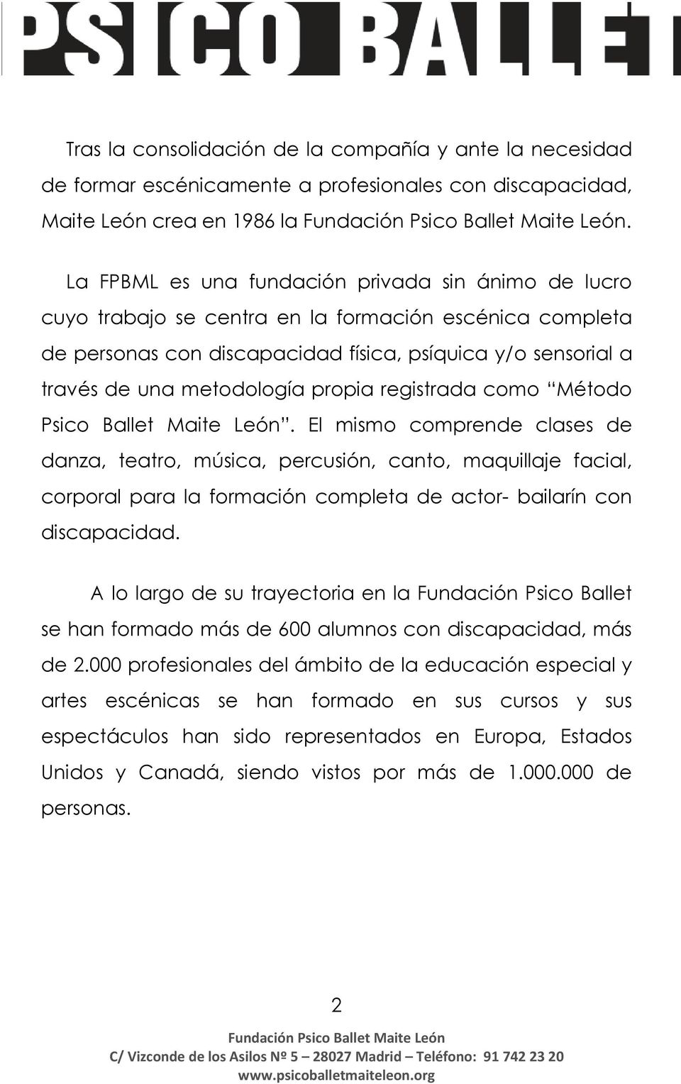 propia registrada como Método Psico Ballet Maite León.