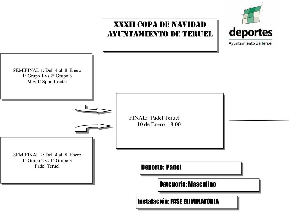 al 8 Enero 1º Grupo 2 vs 1º Grupo 3 Padel Teruel