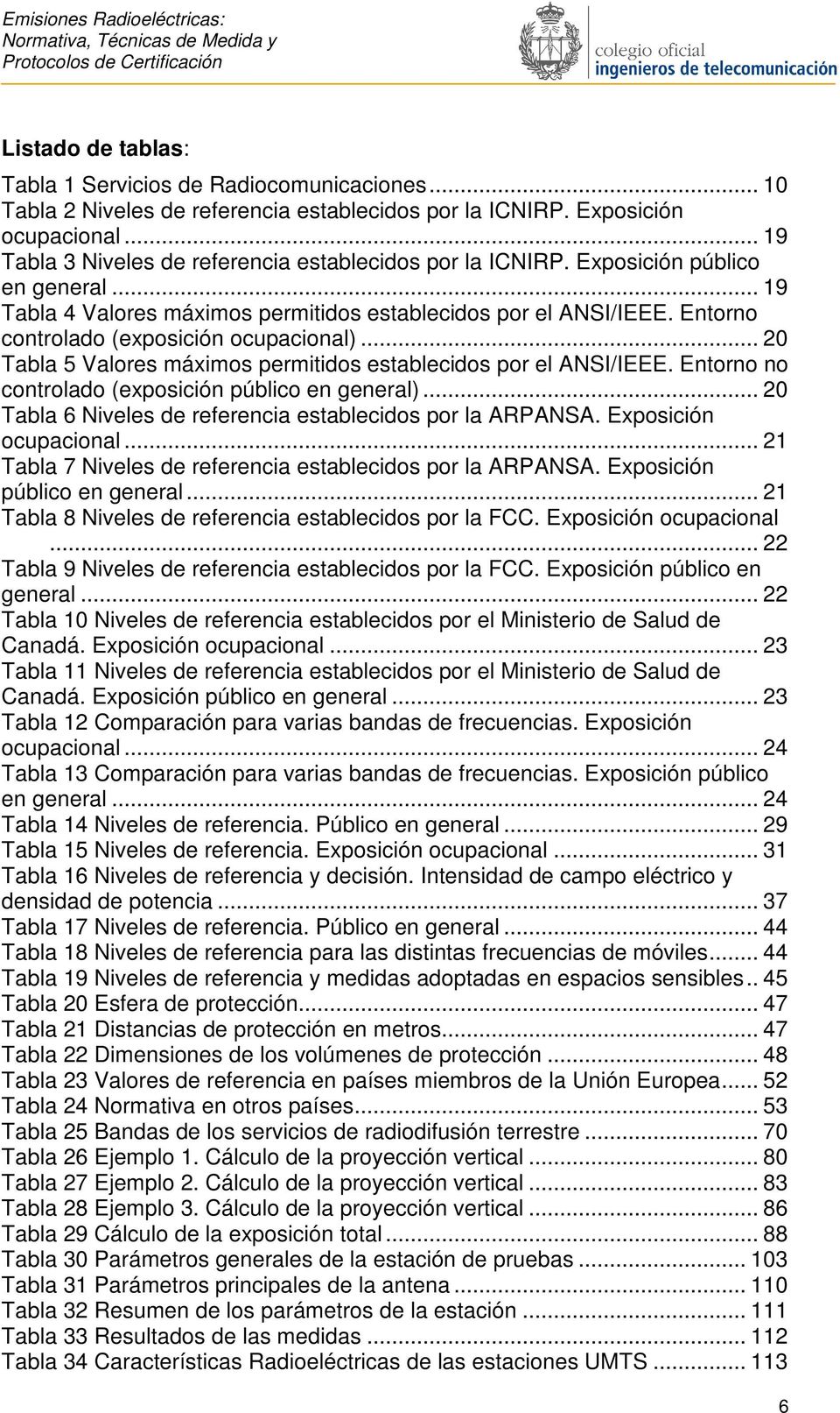 Entorno controlado (exposición ocupacional)... 20 Tabla 5 Valores máximos permitidos establecidos por el ANSI/IEEE. Entorno no controlado (exposición público en general).