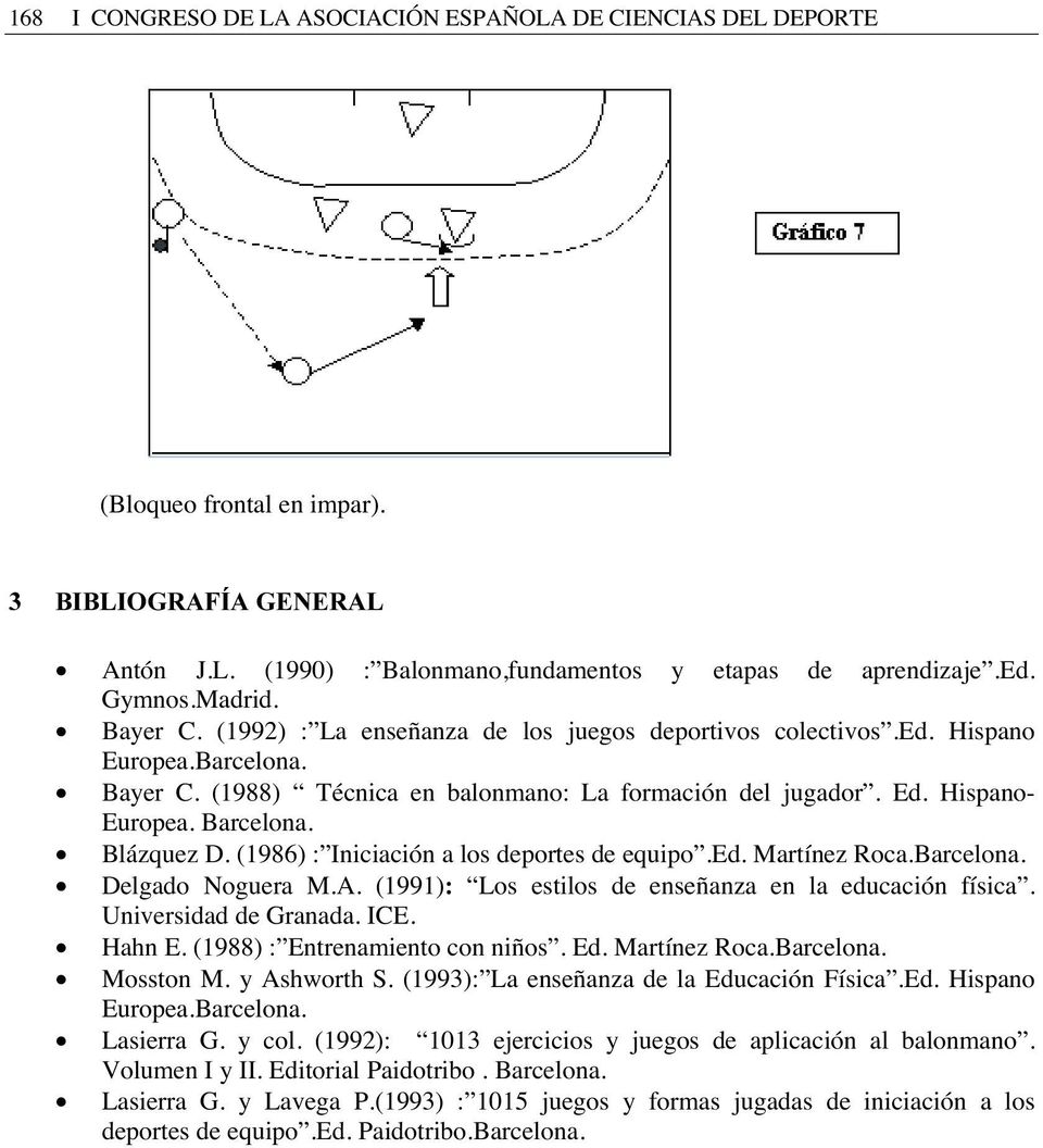 Blázquez D. (1986) : Iniciación a los deportes de equipo.ed. Martínez Roca.Barcelona. Delgado Noguera M.A. (1991) Los estilos de enseñanza en la educación física. Universidad de Granada. ICE. Hahn E.